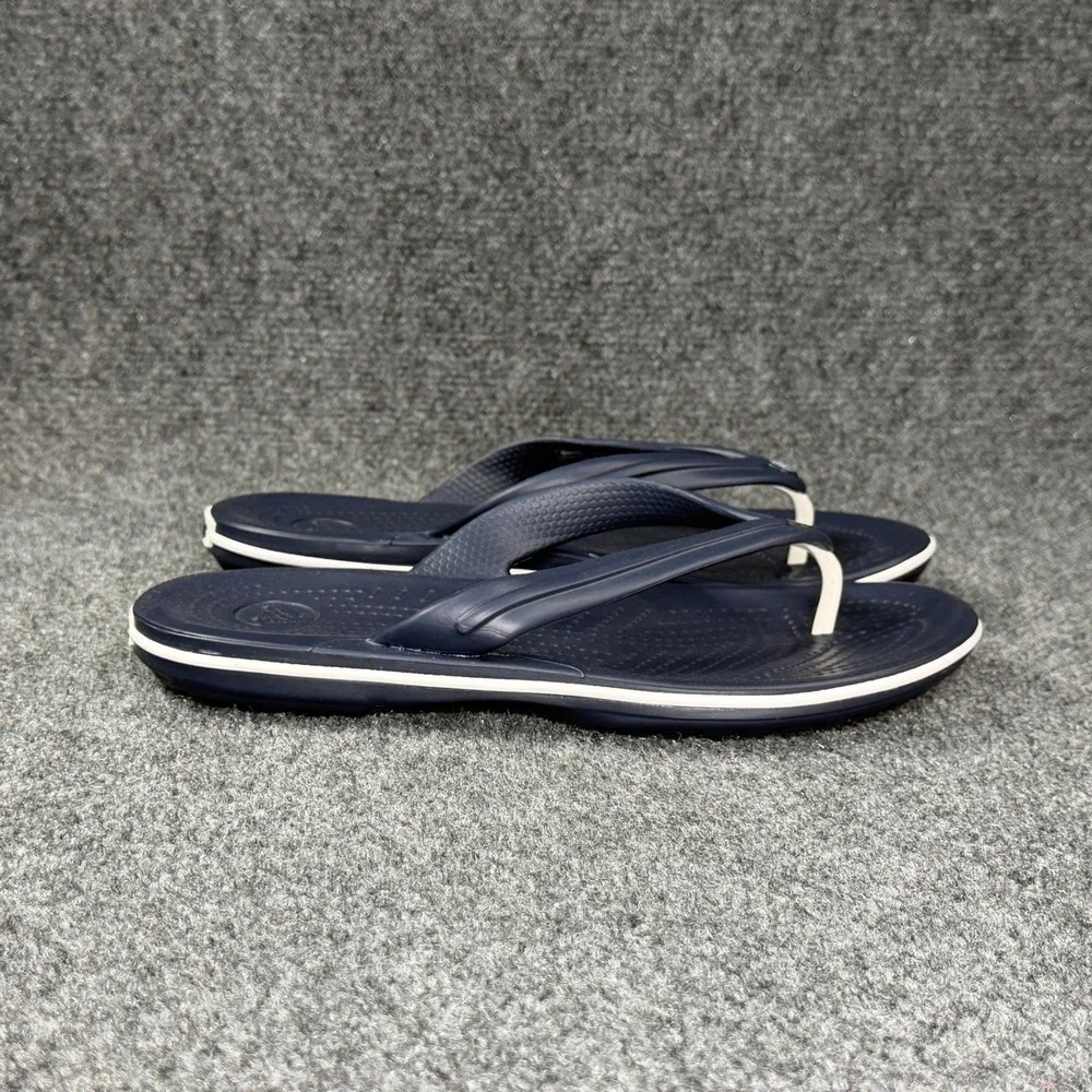 Crocs Crocband Flip Flops Women's 8 Blue White Summer Beach Thong Sandals